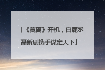 《莫离》开机，白鹿丞磊新剧携手谋定天下
