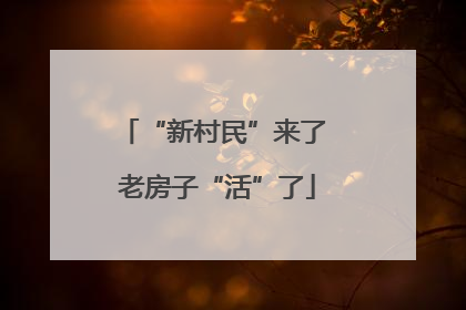 “新村民”来了 老房子“活”了