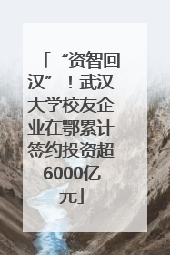 “资智回汉”！武汉大学校友企业在鄂累计签约投资超6000亿元