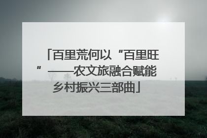 百里荒何以“百里旺”——农文旅融合赋能乡村振兴三部曲