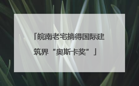 皖南老宅摘得国际建筑界“奥斯卡奖”