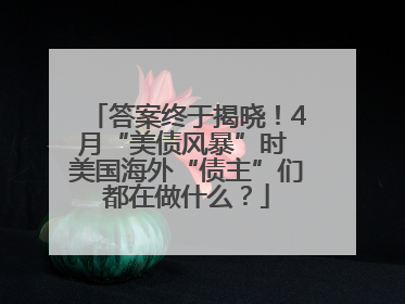 答案终于揭晓！4月“美债风暴”时 美国海外“债主”们都在做什么？