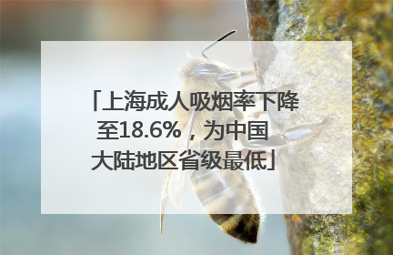 上海成人吸烟率下降至18.6%，为中国大陆地区省级最低