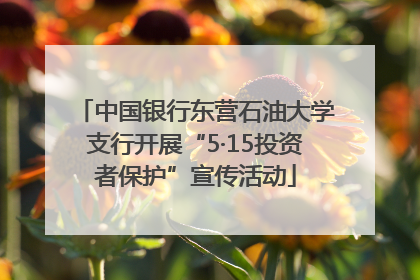 中国银行东营石油大学支行开展“5·15投资者保护”宣传活动