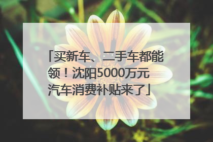 买新车、二手车都能领！沈阳5000万元汽车消费补贴来了