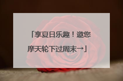 享夏日乐趣！邀您摩天轮下过周末→