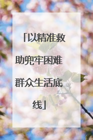 以精准救助兜牢困难群众生活底线