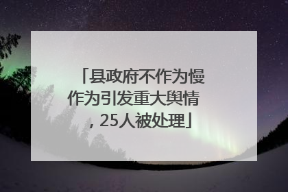 县政府不作为慢作为引发重大舆情，25人被处理