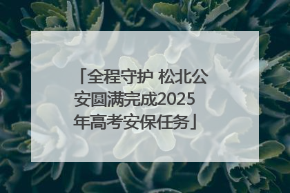 全程守护 松北公安圆满完成2025年高考安保任务