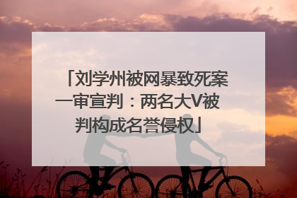刘学州被网暴致死案一审宣判：两名大V被判构成名誉侵权