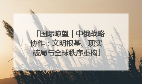 国际瞭望｜中俄战略协作：文明根基、现实破局与全球秩序重构