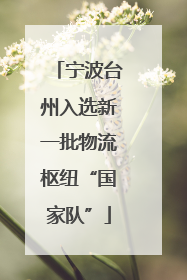 宁波台州入选新一批物流枢纽“国家队”