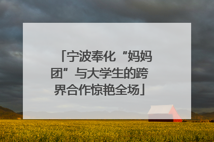 宁波奉化“妈妈团”与大学生的跨界合作惊艳全场