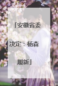 安徽省委决定：杨森履新