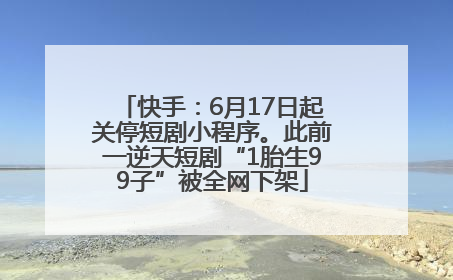 快手：6月17日起关停短剧小程序。此前一逆天短剧“1胎生99子”被全网下架