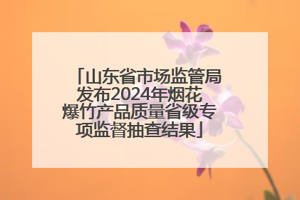 山东省市场监管局发布2024年烟花爆竹产品质量省级专项监督抽查结果