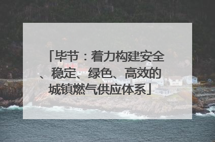 毕节：着力构建安全、稳定、绿色、高效的城镇燃气供应体系