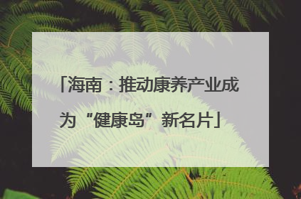 海南：推动康养产业成为“健康岛”新名片