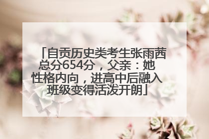 自贡历史类考生张雨茜总分654分，父亲：她性格内向，进高中后融入班级变得活泼开朗