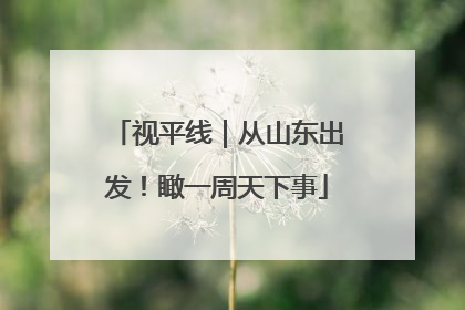 视平线｜从山东出发！瞰一周天下事
