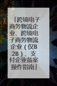 跨境电子商务物流企业、跨境电子商务物流企业（仅B2B）、支付企业备案操作指南