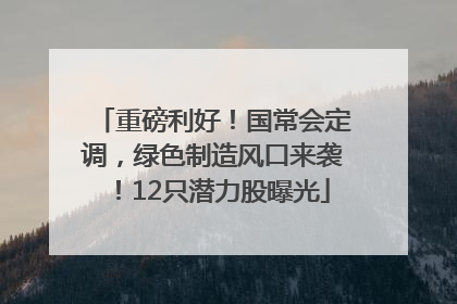 重磅利好！国常会定调，绿色制造风口来袭！12只潜力股曝光