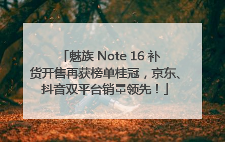 魅族 Note 16 补货开售再获榜单桂冠，京东、抖音双平台销量领先！